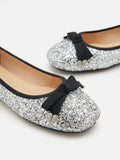 PAZZION, Astoria Glitter Bow Flats, Silver
