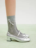 PAZZION, Billie Crystal-Embellished Bow Mary Jane Heels, Silver