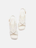 PAZZION, Calla Pillow Strappy Heels, Beige