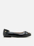 PAZZION, Cosette Patent Bow Ballet Flats, Black