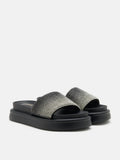 PAZZION, Emilie Crystal-Embellished Platform Slides, Black