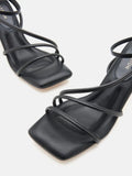 PAZZION, Lena Pillow Strappy Heels, Black
