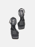 PAZZION, Lena Pillow Strappy Heels, Black