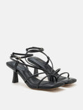 PAZZION, Lena Pillow Strappy Heels, Black