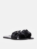 PAZZION, Maribel Ruched Satin Slide Sandals, Black