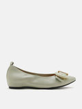 PAZZION, Megan Buckle Pointed Toe Flats, Green