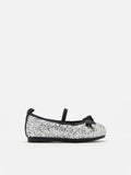 PAZZION, Mini Astoria Glitter Bow Flats, Silver
