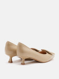 PAZZION, Orelia Square Buckle Pointed Toe Pumps, Almond