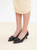 PAZZION, Orelia Square Buckle Pointed Toe Pumps, Black