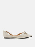 PAZZION, Rosalind Bow-Detailed Patent Leather Flats, Beige