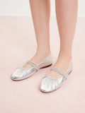 PAZZION, Sarto Crystal Embellished Strapped Mary Janes, Silver