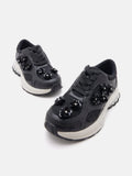 PAZZION, Seraphine Sequinned Blooms Sneakers, Black