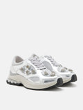 PAZZION, Seraphine Sequinned Blooms Sneakers, Silver